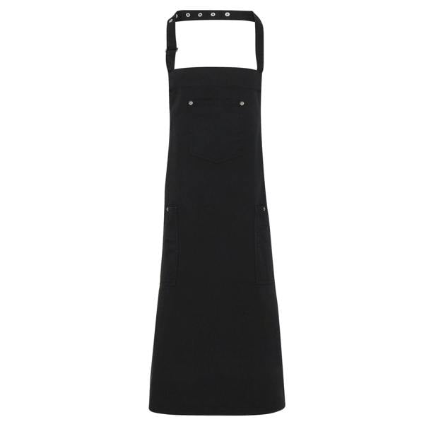 Premier Unisex Chino Cotton Bib Apron - Black