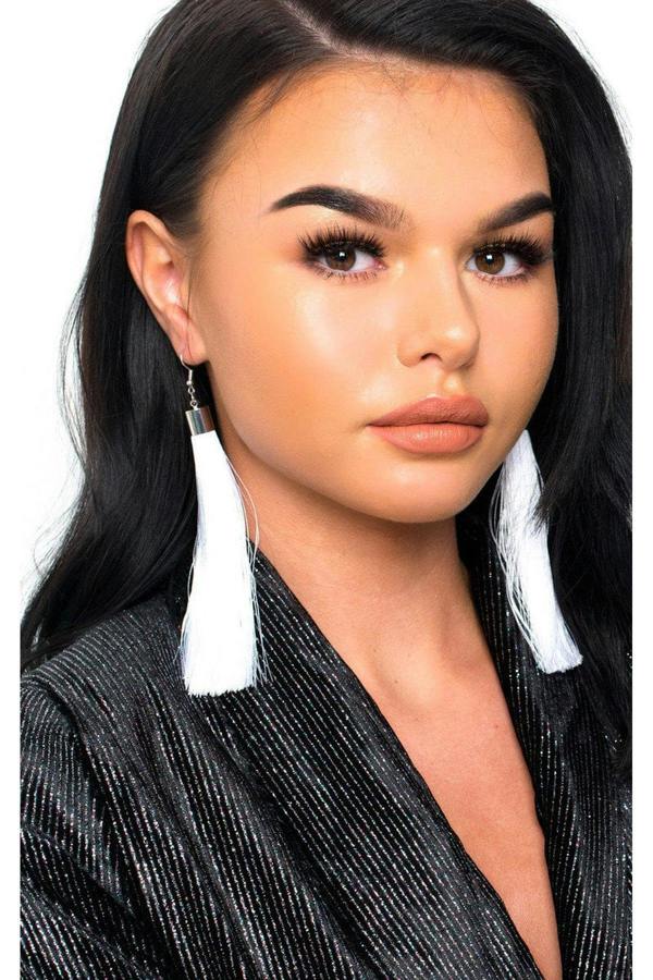 Rita Tassel Earrings - White