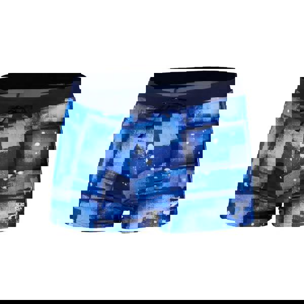 Speedo Valmilton Allover Aquashort blue navy swim shorts with geometric pattern