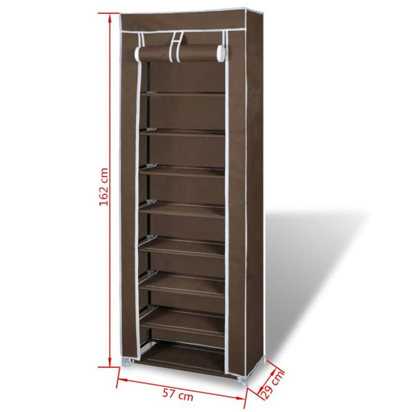 Berkfield Fabric Shoe Cabinet with Cover 162 x 57 x 29 cm Brown