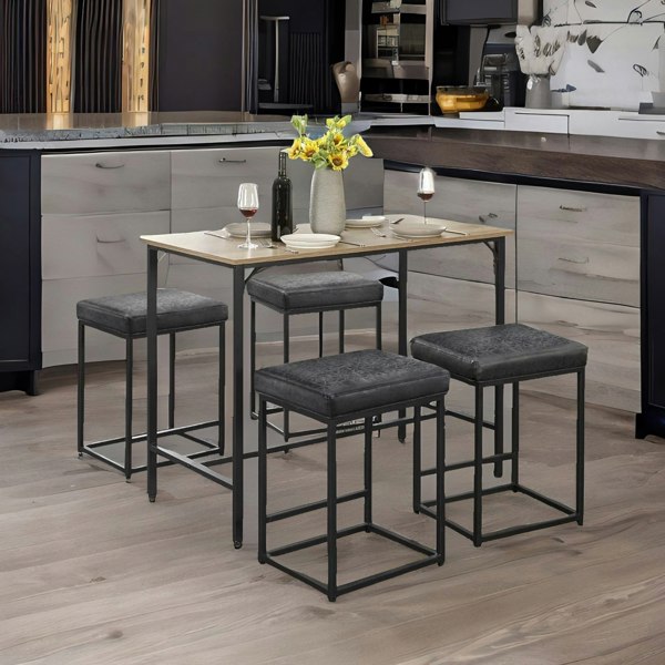 Rafaelo Mobilia Set Of 2 Faux Leather Low Bar Stools With Footrest