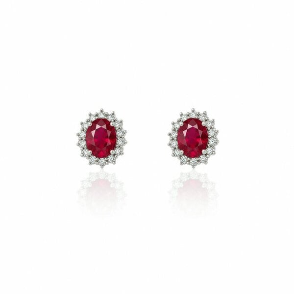 Cachet London Dacia Silver Ruby Earrings