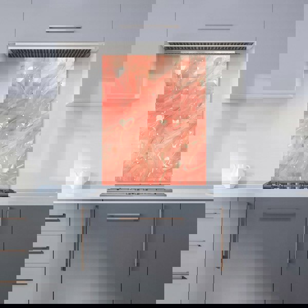 Warren Reed - Designer Salmon Pink With Hearts Marble Effect Kitchen Splashback