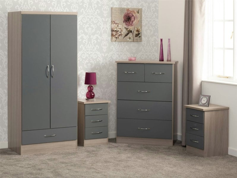 Seconique Nevada Nevada 2 Door 1 Drawer Wardrobe Bedroom Set