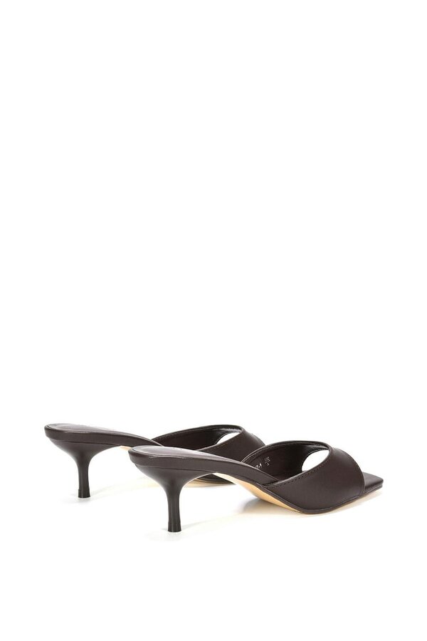 XY LONDON Square Toe Kitten Heel Slip On Heeled Sandal Mules