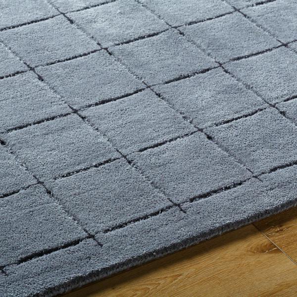 Livabliss Brook-Hand Tufted Grey Black Wool Modern Fringe Rug