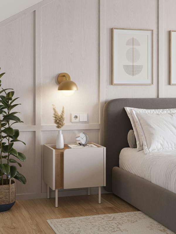 Decortie Bedside Table Soft-Close Door Storage Cabinet Modern Nightstand with Metal Legs Bedroom Space Saver