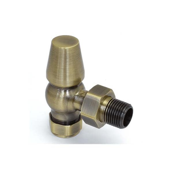West Radiators Faringdon Traditional Thermostatic Radiator Valve - Antique Brass (Angled TRV)