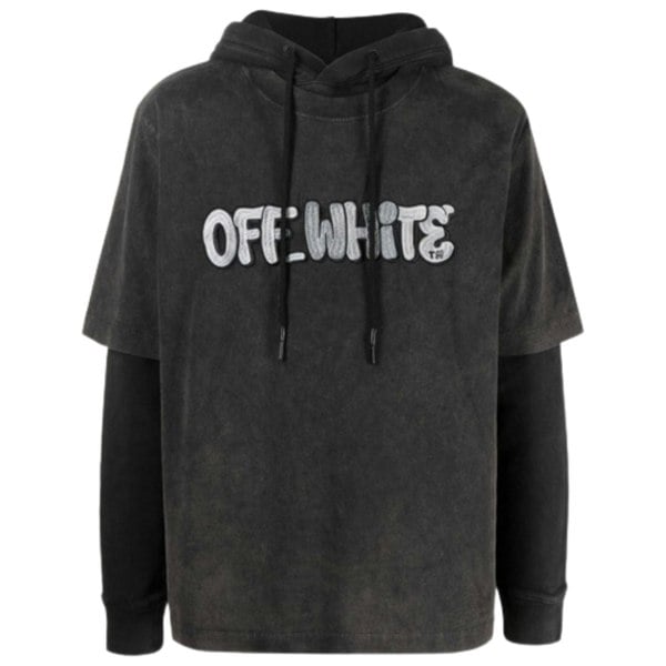 Off-White GM Vintage Double Sleeve Grey Hoodie S