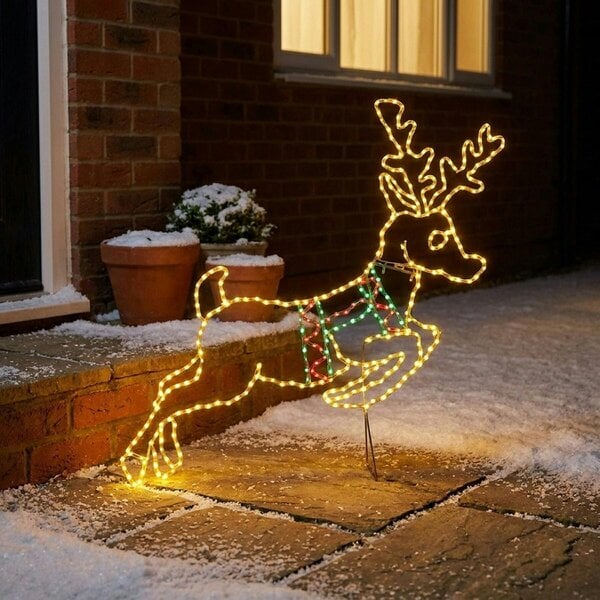 Garden Greatness 1.1m Twinkling Prancing Reindeer Garden Light