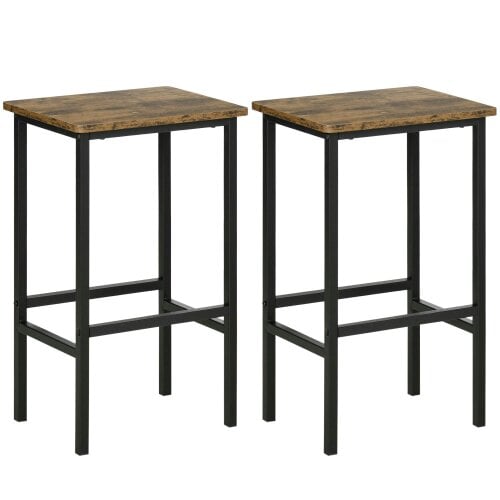 Wyld Haus Latzse Set Of 2 Rustic Brown Industrial Counter H8 Bar Stools With Footrest