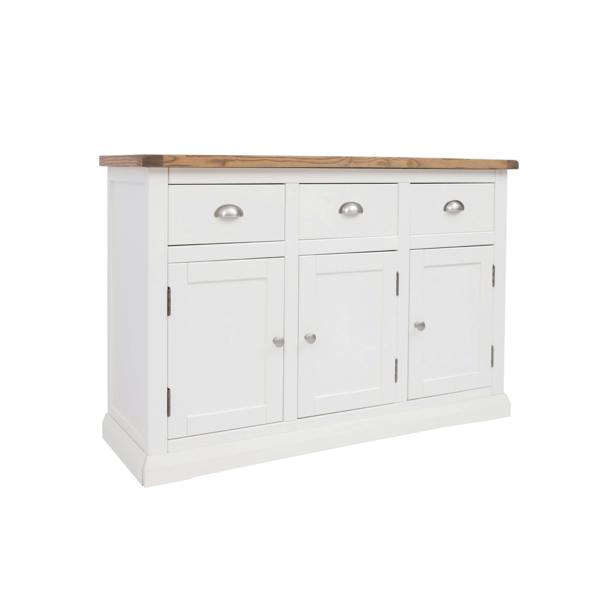 Cabinet Bits Cosenza Off White 3 Drawer 3 Door Sideboard Chrome Cup Handle