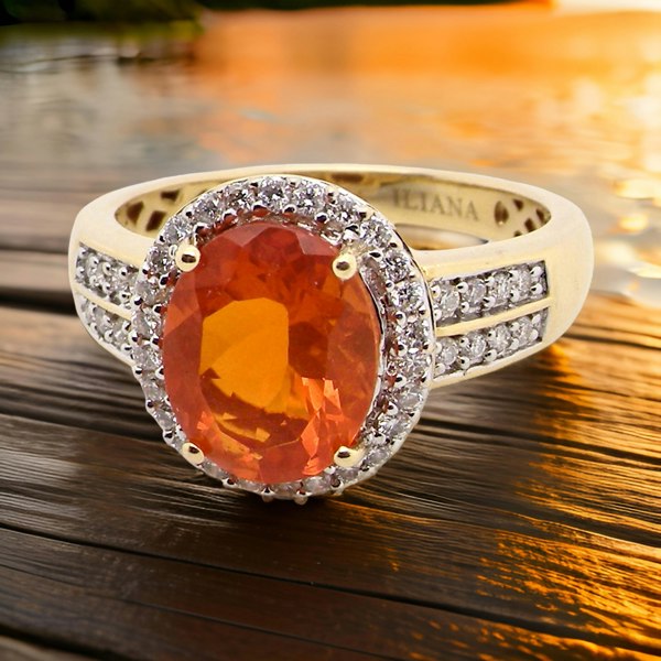 fire opal and diamond gold ring