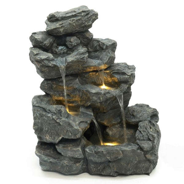 Rustic Rocky Rapids Outdoor Garden Water Feature with LED Lighting