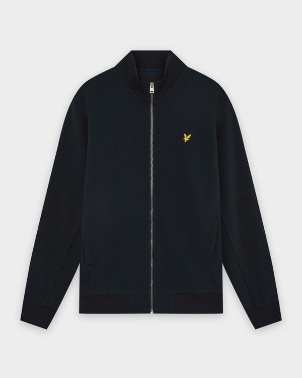 Lyle & Scott Pique Mens Full Zip Sweatshirt - Z271 Dark Navy | CHO | Designer Mens Full Zip Sweatshirts