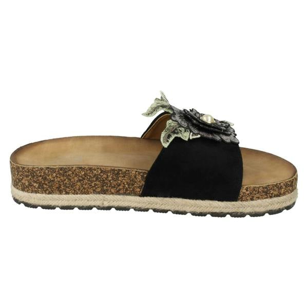 Spot On Ladies Spot On Flower Trim Mules