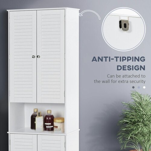 Wyld Haus Vihave Tall Freestanding Bathroom Cabinet With Shutter Doors And Raised Base White