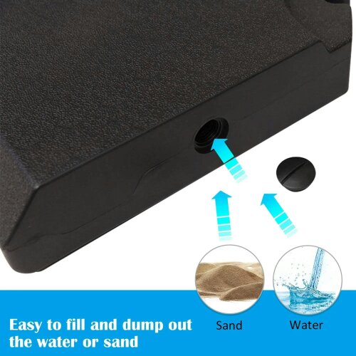 Bobobiy Set of 4 Parasol Base Stand Weights for Cantilever Parasols, Water and Sand Filled, Up to 120kg, Black