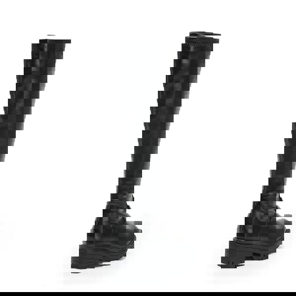 VIVA Harper: Womens Black Knee High Flat Riding Leather Winter Boots