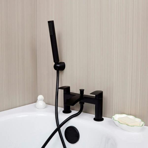 Flode Falun | Bath Shower Mixer | Including Handset and Holder | Matt Black