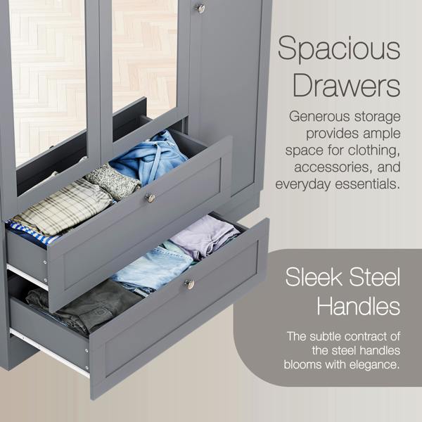 Vida Designs Altino 3 Door 2 Drawer Mirrored Wardrobe