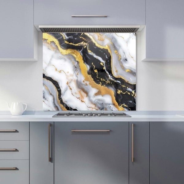 Warren Reed - Designer White Backed With Gold Marble Effect Kitchen Splashback