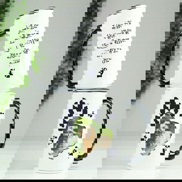 Personalised Memento Company Personalised Paw Print Pet Photo Upload Black Handled Mug