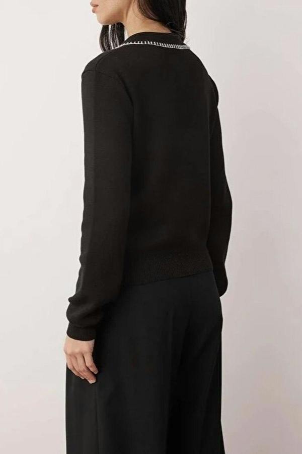 WOVCOR Cotton Knit Sweater with Collar and Stitching Details