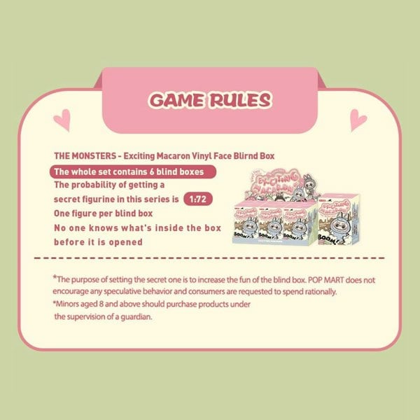 THE MONSTERS – Exciting Macaron Series Whole Set (6 Boxes) | Labubu Designer Vinyl Face Blind Box Collectible Art Toys - Brand New