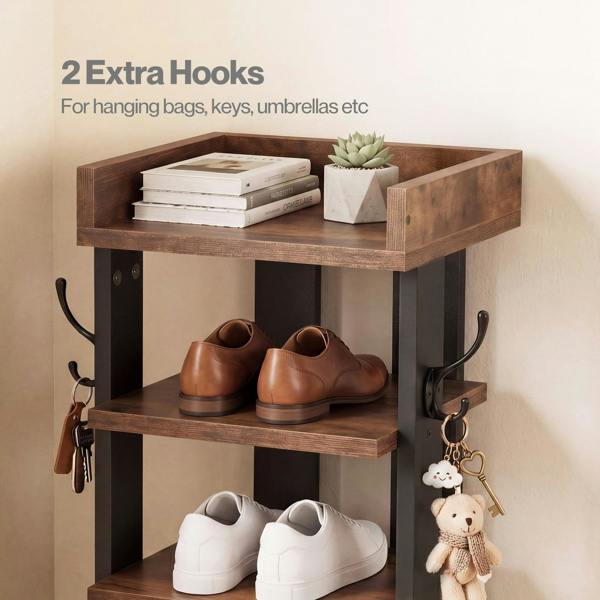 Levede Shoe Rack Storage Organiser 9 Tier Industrial Shoe Shelf Adjustable Brown