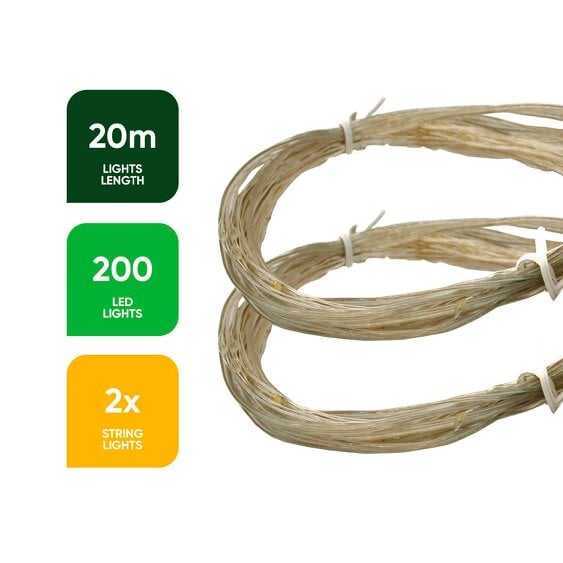 Gardenwize Pack of 2 20m Solar Multi-Coloured LED String Lights – 400 LEDs