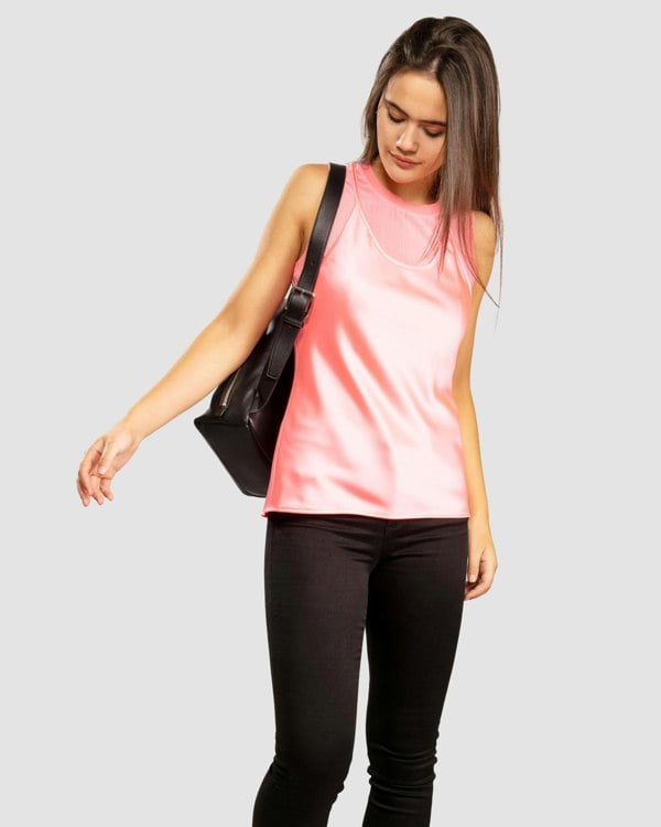 Armani Exchange Womens Layered Satin Blouse - Rose Quartz