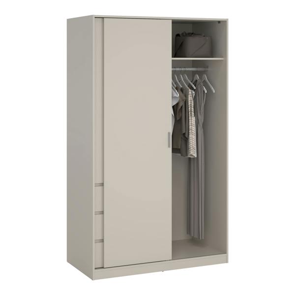 Furniture To Go Naia Wardrobe with 1 Sliding Door 1 Std Door & 3 Drawers in Cashmere