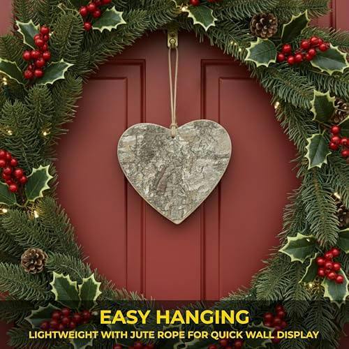 2cm Birch Bark Wooden Heart Christmas Wall Hanging Decoration, Handmade Rustic Ornament image 6