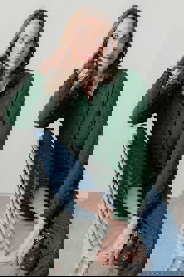 Sage Frill Organic Cotton Blouse Pine Green | Lily and Me Clothing