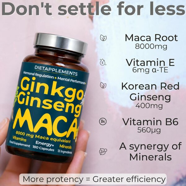 Dietapplements Maca, Korean Ginseng & Ginkgo Biloba Complex
