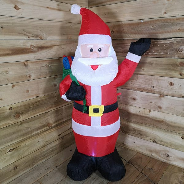 Samuel Alexander 130cm (4ft) Inflatable LED Outdoor Christmas Standing Santa with Gift in Sack
