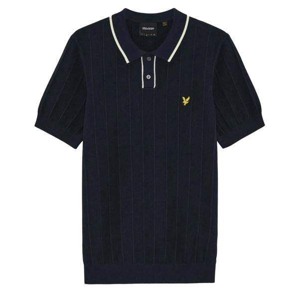 Lyle & Scott Pique Tipped Knitted Polo Shirt Dark Navy