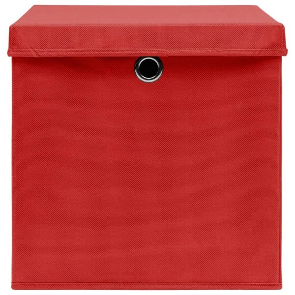 Berkfield Storage Boxes with Lids 4 pcs Red 32x32x32 cm Fabric