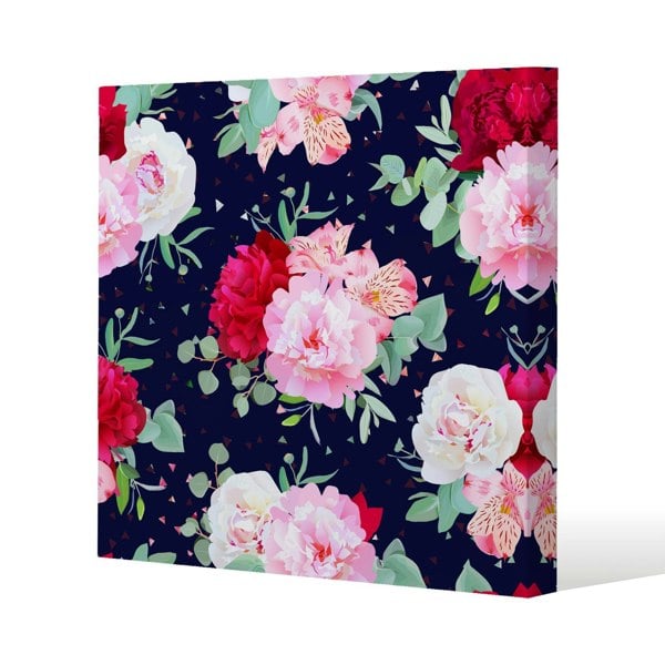 Benjamin Tate Design Roses on Navy (Canvas Print)