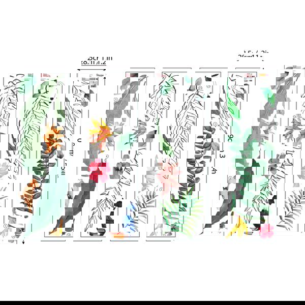 WS9073 - Contemporary Tropical Leaves and Flowers Wall Stickers