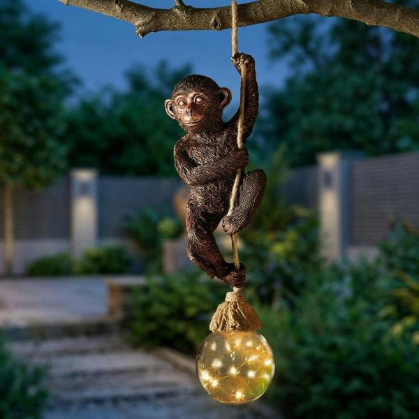 Garden Greatness Hanging Monkey Rope Solar Light