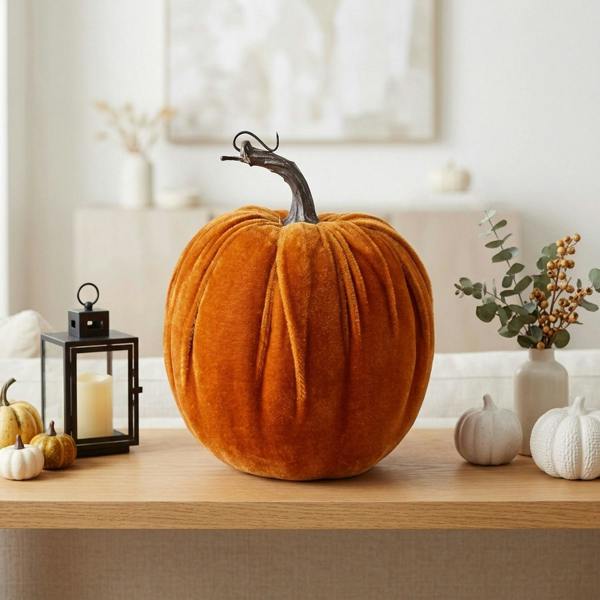 Garden Greatness Textured Plush Velvet Pumpkin Ornament