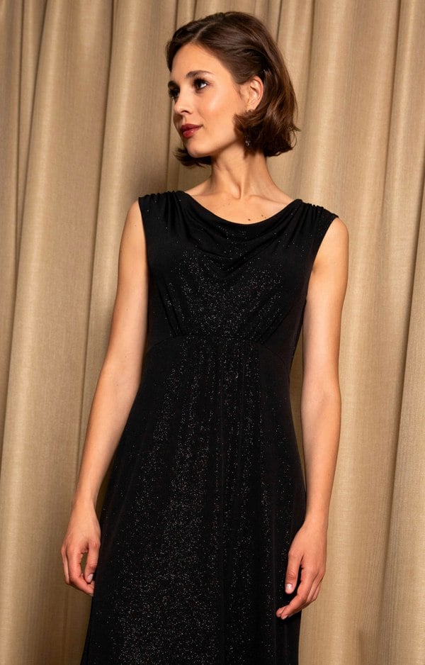 Alie Street London Cruise Cowl Neck Maxi Dress (Glitter Black)