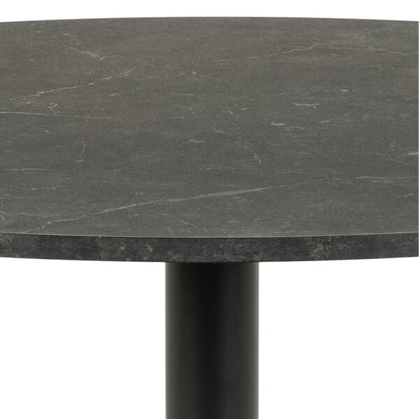 Wyld Haus Aars Round Black Marble Effect Dining Table Trumpet Base