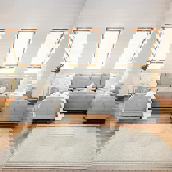 Furnishings For Less Zura Plush Velvet Large U Shaped 4 - 5 Seater Sofa  | Cream, Grey or Mocha