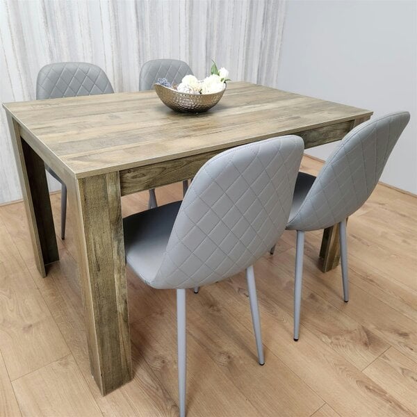 Kosy Koala Dining Set of 4 Dining Table and 4 Grey Gem Patterned Stitiched Chairs