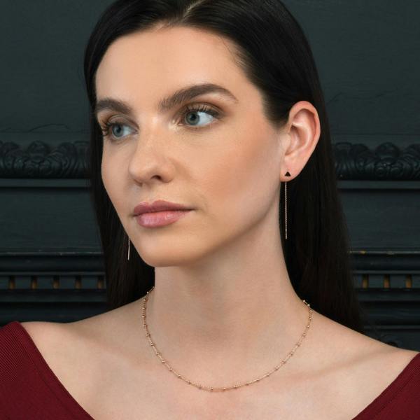 namana Rose Gold Plated Sterling Silver Beaded Chain Necklace