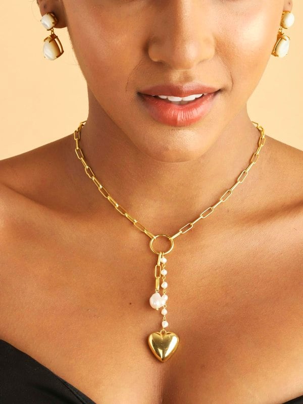 Pearl Garden Necklace Pearl Drop heart - Lila Rasa