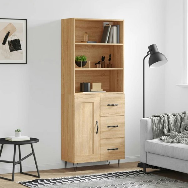 Berkfield Highboard Sonoma Oak 69.5x34x180 cm Engineered Wood